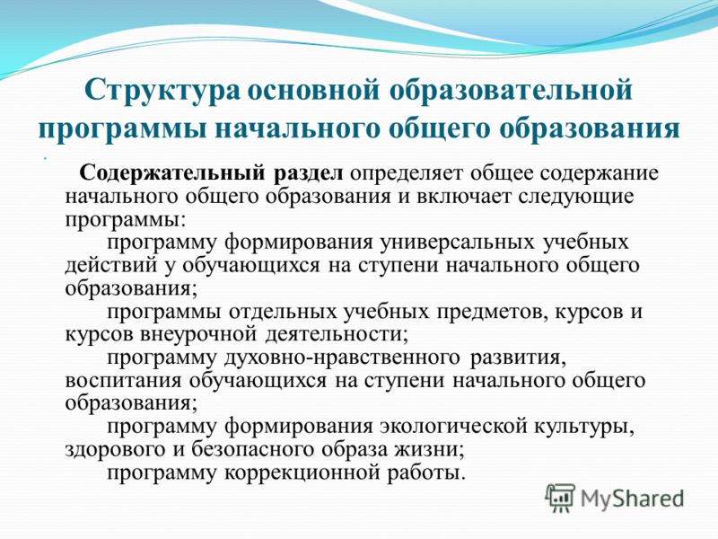 Оо программа начального общего образования. Структура программы начального общего образования. Содержательный раздел ООП НОО. Структура ООП НОО. Структура программы ООП НОО.