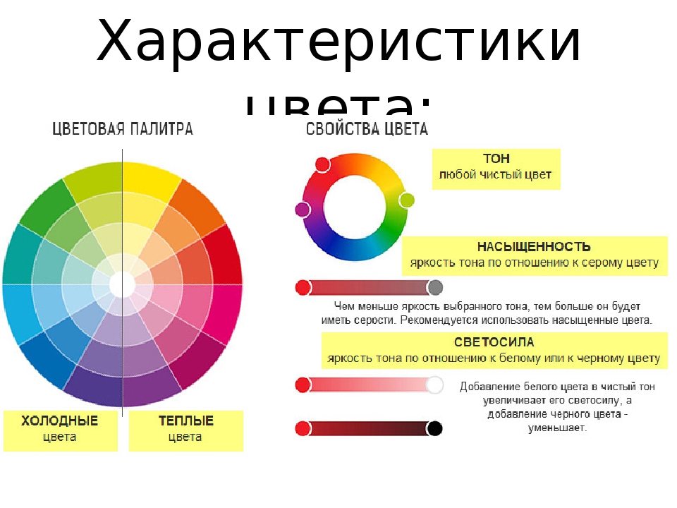 Что значит палитра. Счетовой тон насыщенность светлота. Основные характеристики цвета. Цветовые характеристики цвета. Три характеристики цвета.
