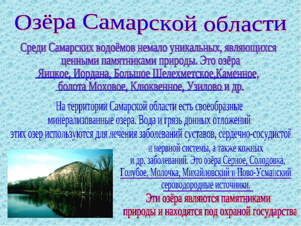 Доклад реки озера. Водные богатства Самарской области. Водные объекты Самарской области. Водные богатства Самарского края 2 класс. Озеро Самарского края.