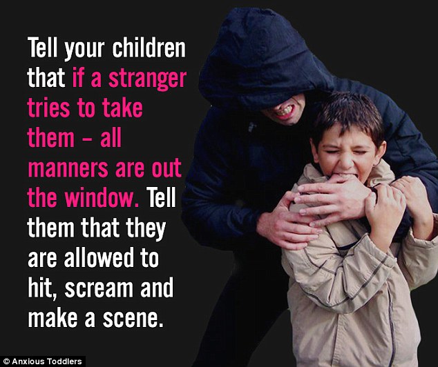Tell your children to ignore the rules and scream things that would alarm others if they are in danger